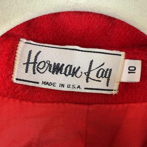 VINTAGE HERMAN KAY Coat Long Red Wool - Picture 5 of 8